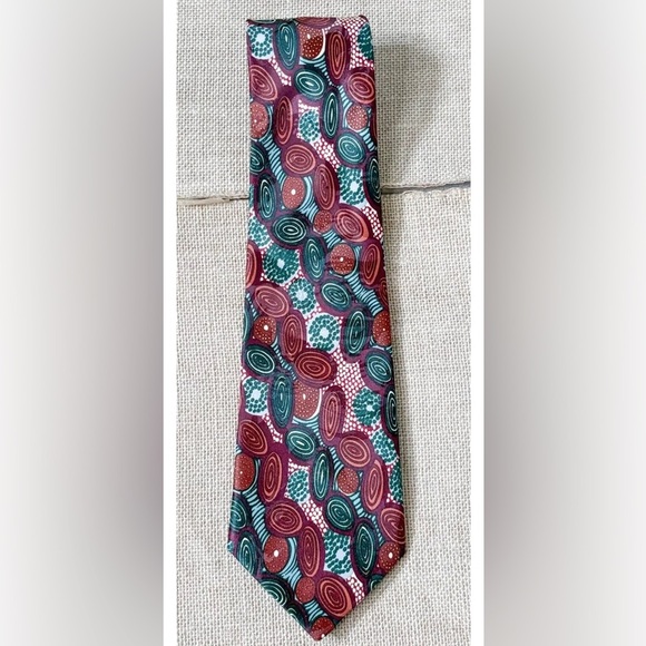 Outstations Brown Green Abstract Necktie Tie Hipster Art To Wear Goblin Core - Picture 1 of 3